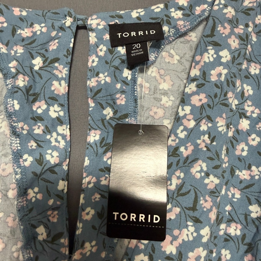 Torrid Cottagecore Mini Dress Size 20 Windy Floral Ruffle Sleeve Button Bodice - Picture 2 of 14